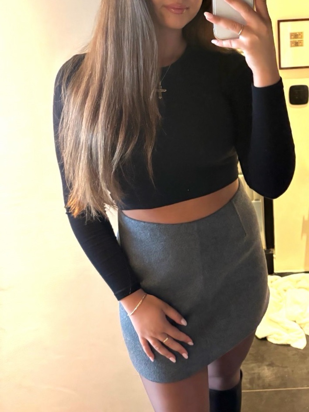 Theory Gray Wool Blend Skirt